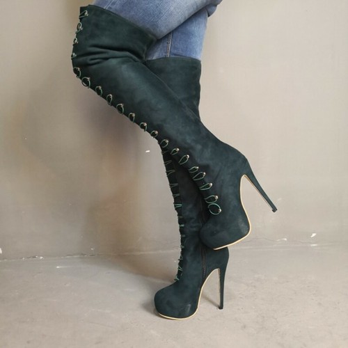 round toe high heel boots